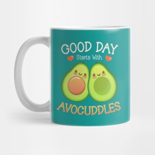 Avocuddles Kawaii Cute Avocado Funny Food Pun for Vegan Mug